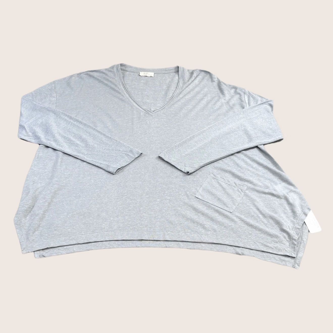 Vintage Wrap London Top UK20 Women’s Steel Blue Long Sleeve BNWT Defect Back Snag Linen Tencel Pullover V-Neck Casual Shirt Ladies Size 3XL / US 20-22 - 1 Thumbnail