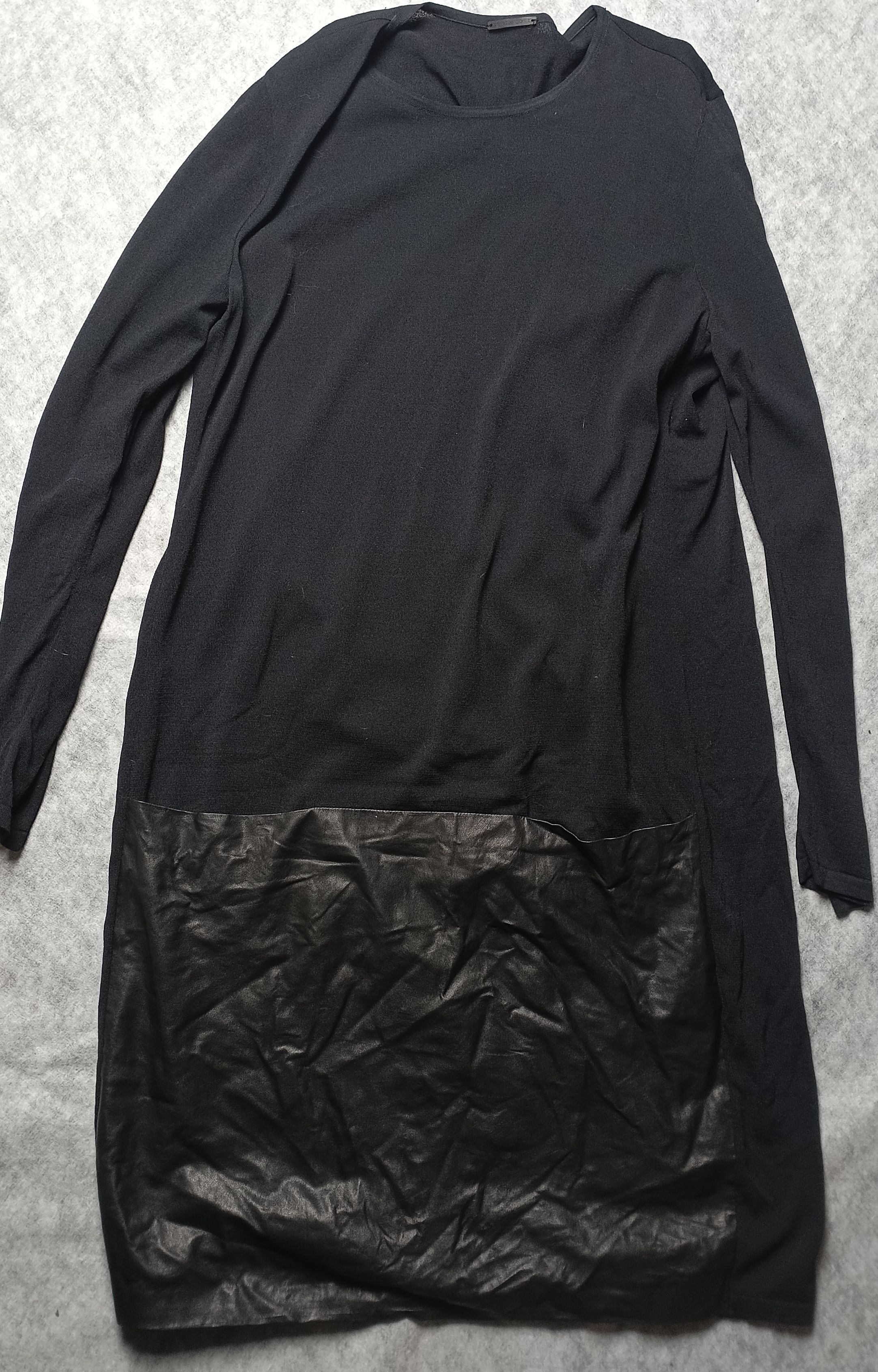 Annette Gortz Annette Gortz Black Wool Dress Leather Detail Size XL Size XL / US 12-14 / IT 48-50 - 7 Thumbnail