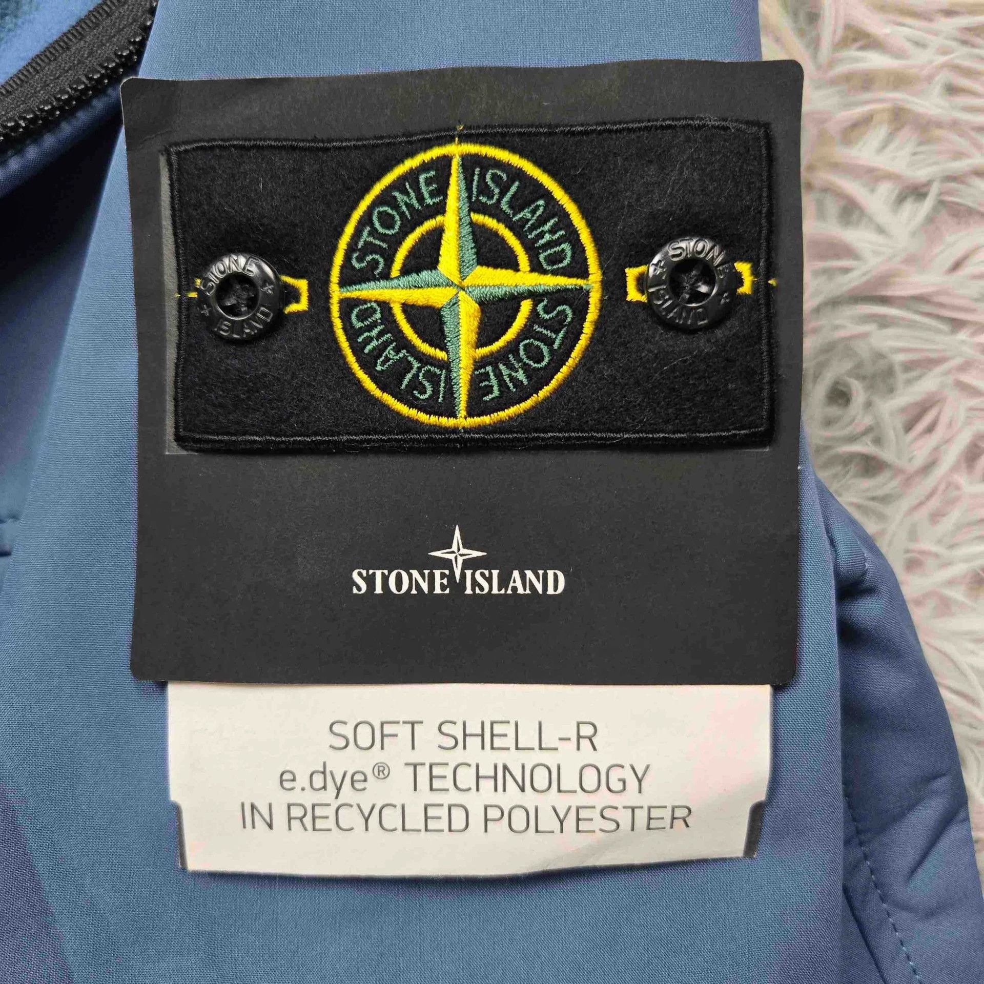 stone island soft shell zip jacket in sky blue
