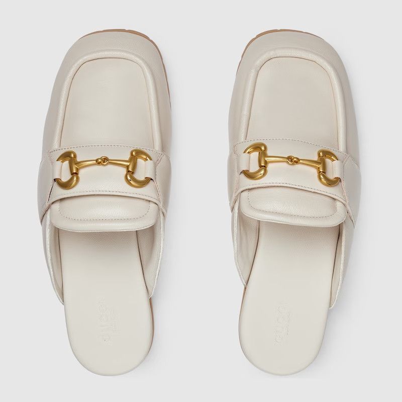 Gucci o1s1wg110425 Women's Mules With Horsebit in Off White Size US 8.5 / IT 38.5 - 4 Thumbnail