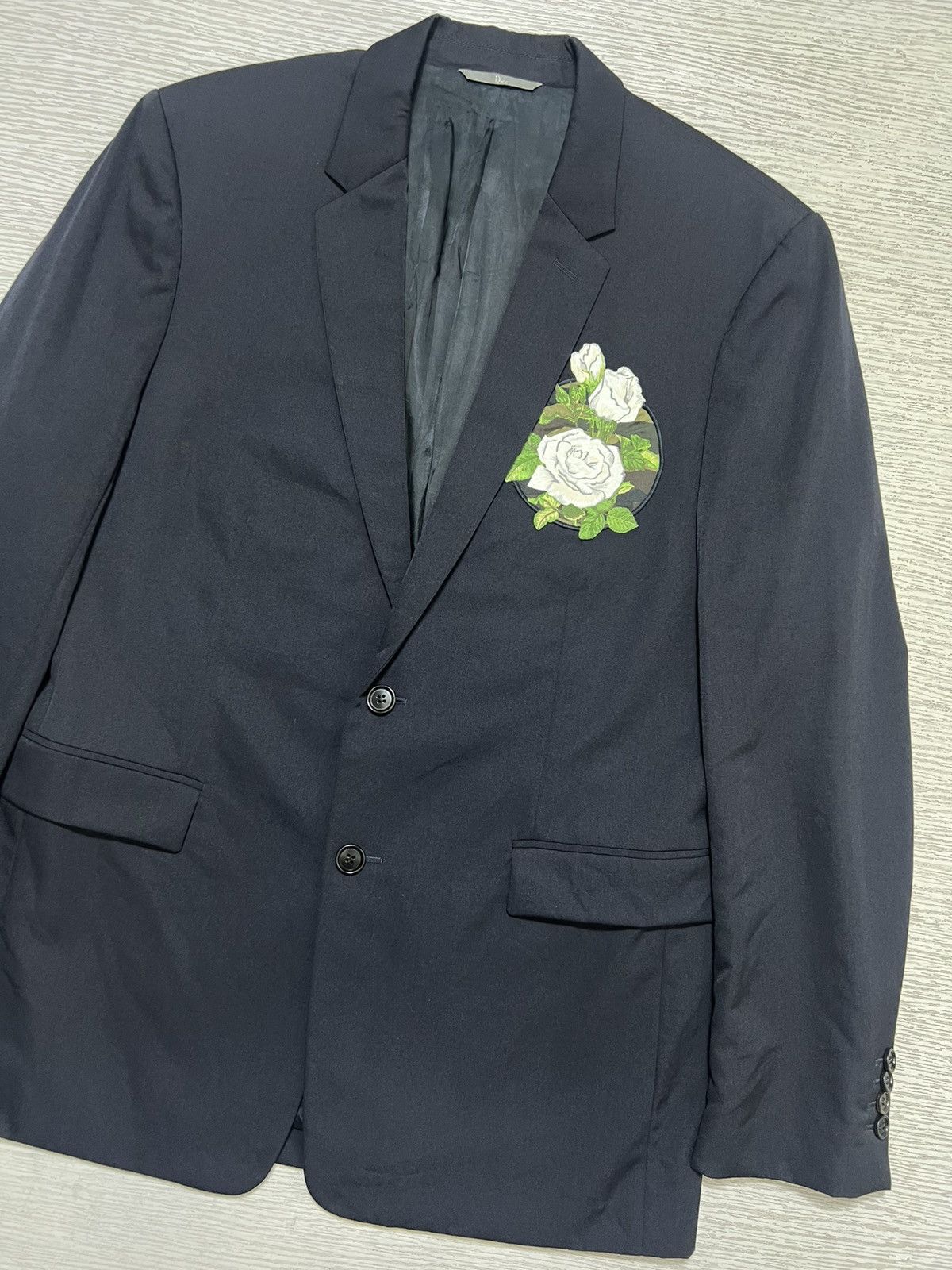 Dior Dior Homme - S/S16 Floral Embroidered Rose Patch Wool Blazer Size 50S - 6 Thumbnail