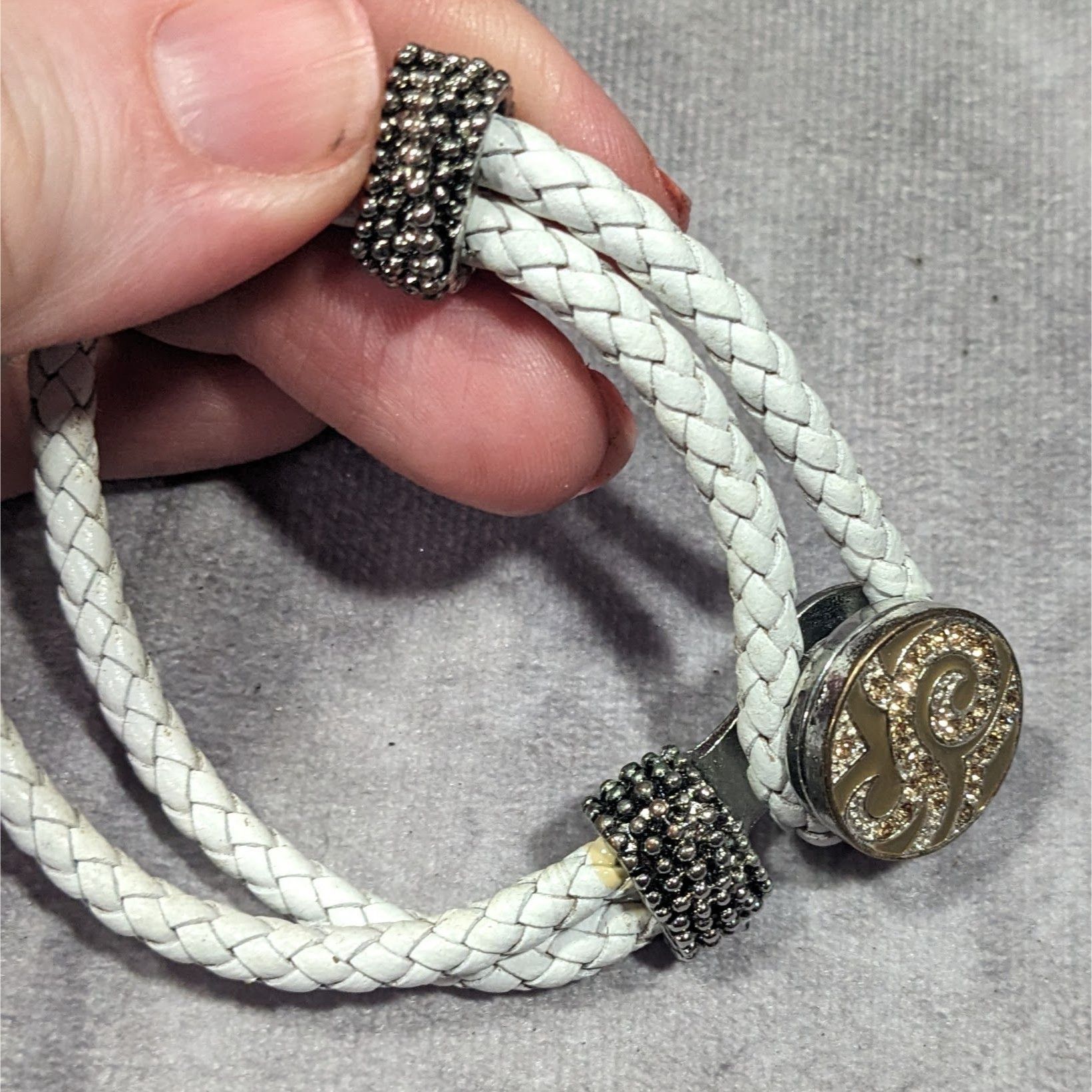 Other Modern White Rope Snap Button Bracelet With Rhinestones Size ONE SIZE - 8 Thumbnail
