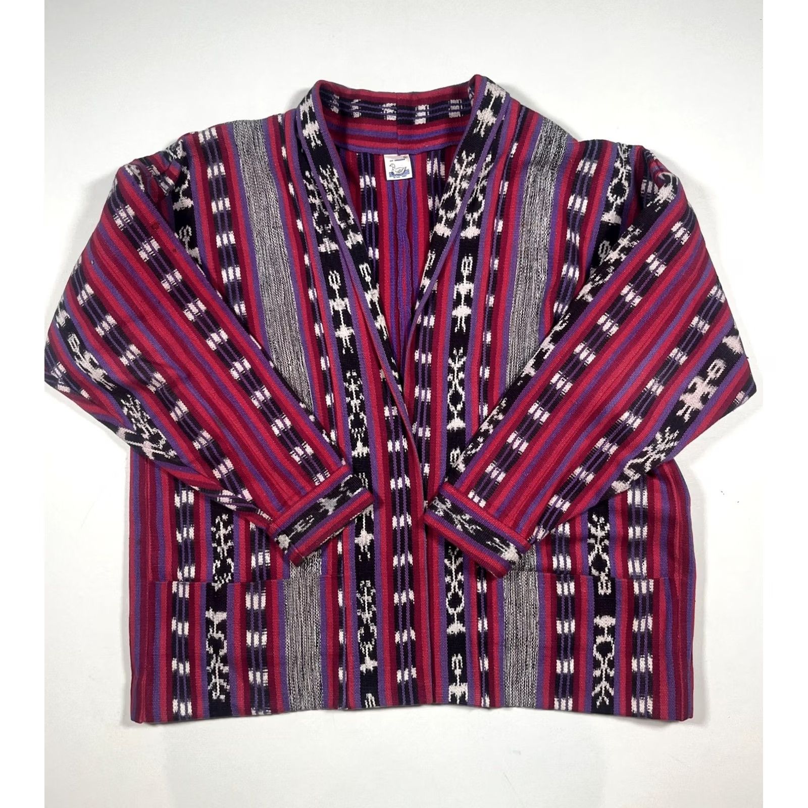 Vintage VINTAGE Los Artesanos De San Juan Jacket Womens Large Kimono Guatemala Aztec Hand Woven Size L / US 10 / IT 46 - 2 Thumbnail