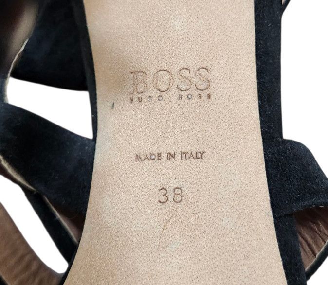 Hugo Boss BOSS Hugo Boos GRACE Black Suede Sandals Heels 38/7.5 Size US 7.5 / IT 37.5 - 11 Thumbnail