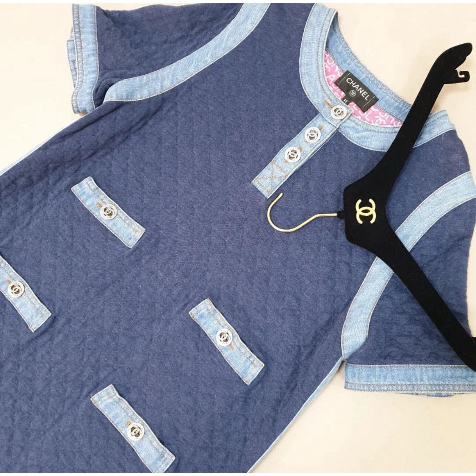 Chanel Chanel Short Sleeve Mini Denim Quilting 2020 Cotton Sz.42 Size M / US 6-8 / IT 42-44 - 3 Thumbnail