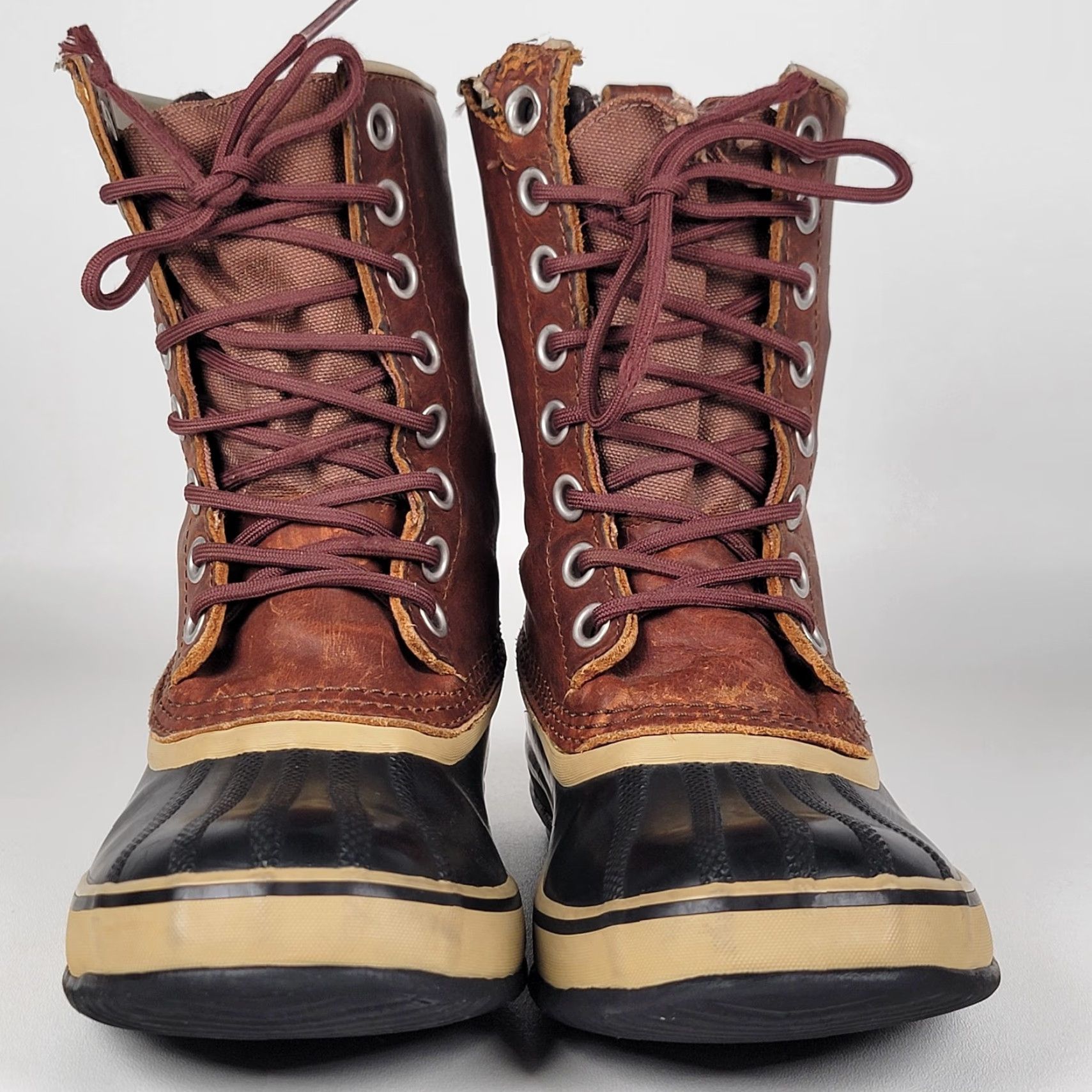 SOREL Sorel Snow Boots Women Brown Leather Size 8 M Adult Women's Boots Winter Fur Trim Lace Up Round Toe Casual Travel Activewear Size US 6 / IT 36 - 2 Thumbnail