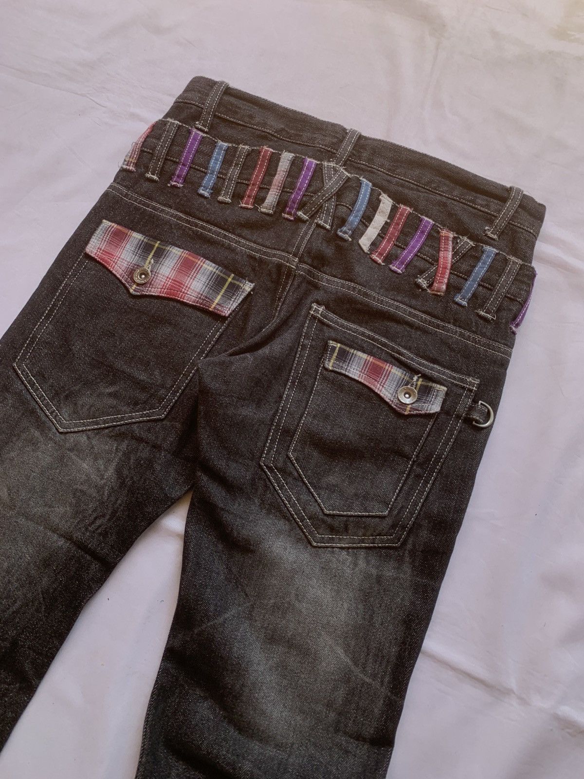 Japanese Brand Y2k Punk Double Focus Double Waist Whisker Bondage Jeans Size US 30 / EU 46 - 15 Thumbnail