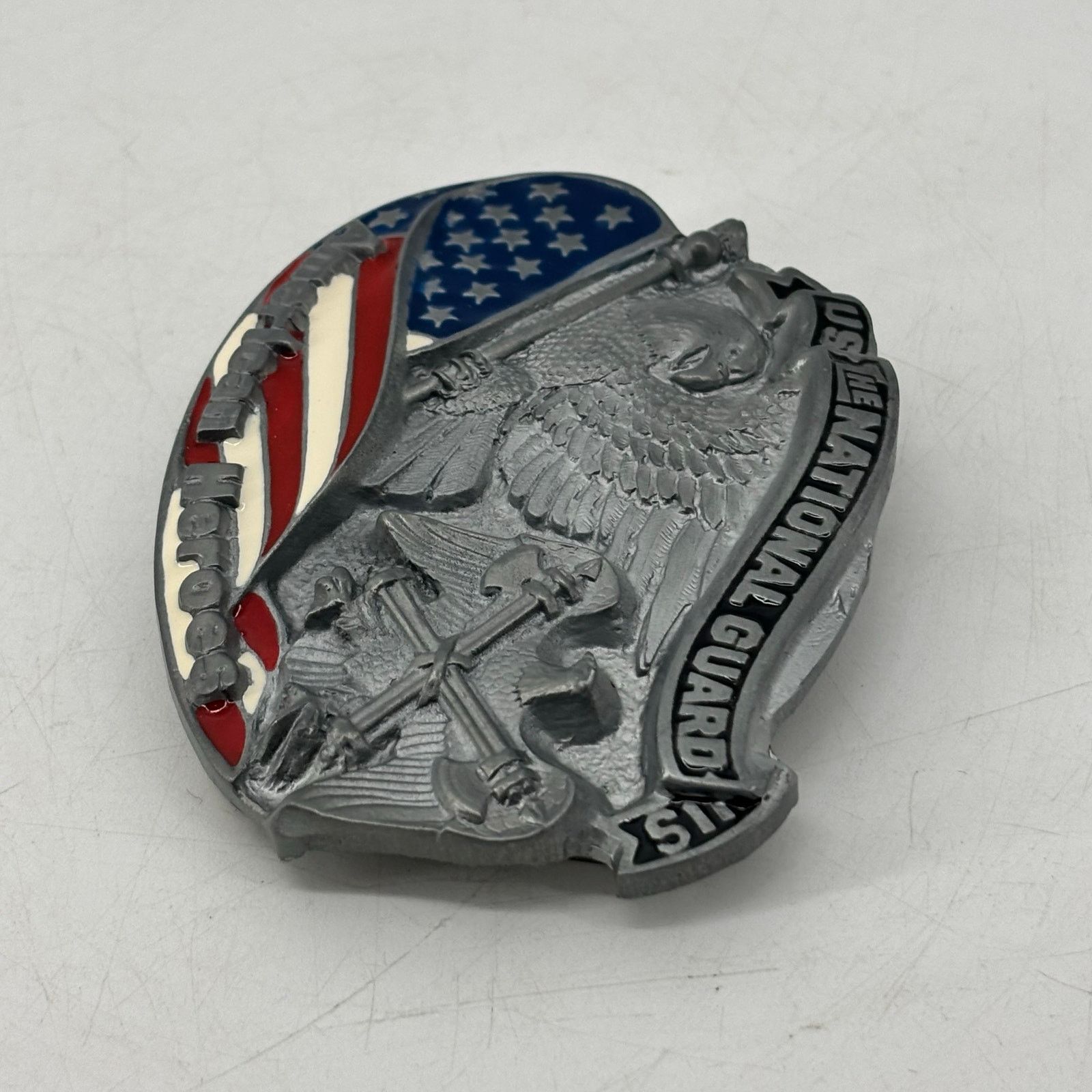 Vintage US National Guard Belt Buckle Great American Hero USA Pewter Size ONE SIZE - 12 Thumbnail