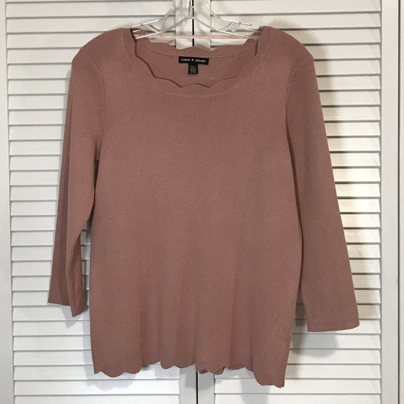 Other Cable & Gauge Mauve Scalloped Neckline ¾ Sleeve Sweater M Size M / US 6-8 / IT 42-44 - 1 Thumbnail