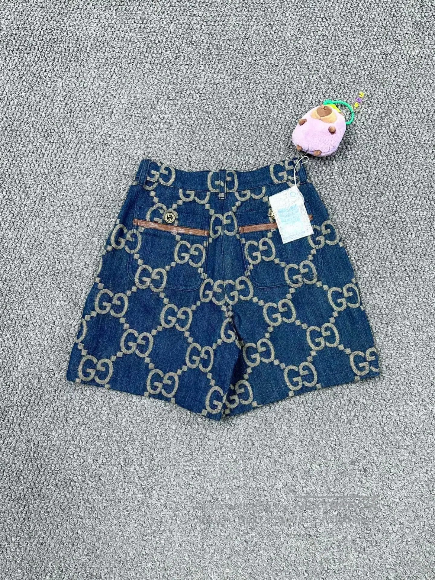 Gucci Guicci Blue double G print denim shorts| Size 37" - 2 Thumbnail