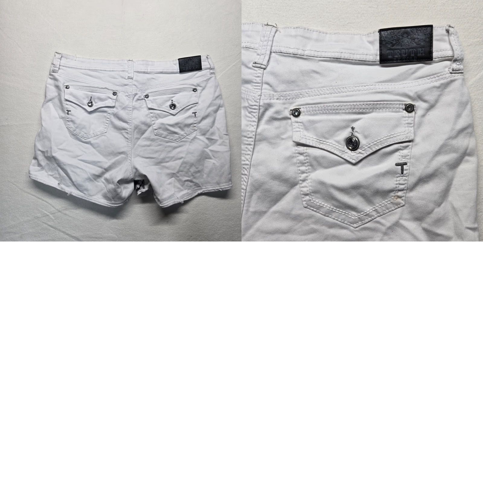 Vintage Truth be told Shorts White Denim Black Lace Adult Women's 22 Low Rise Fit Size 40" / US 18 - 8 Thumbnail