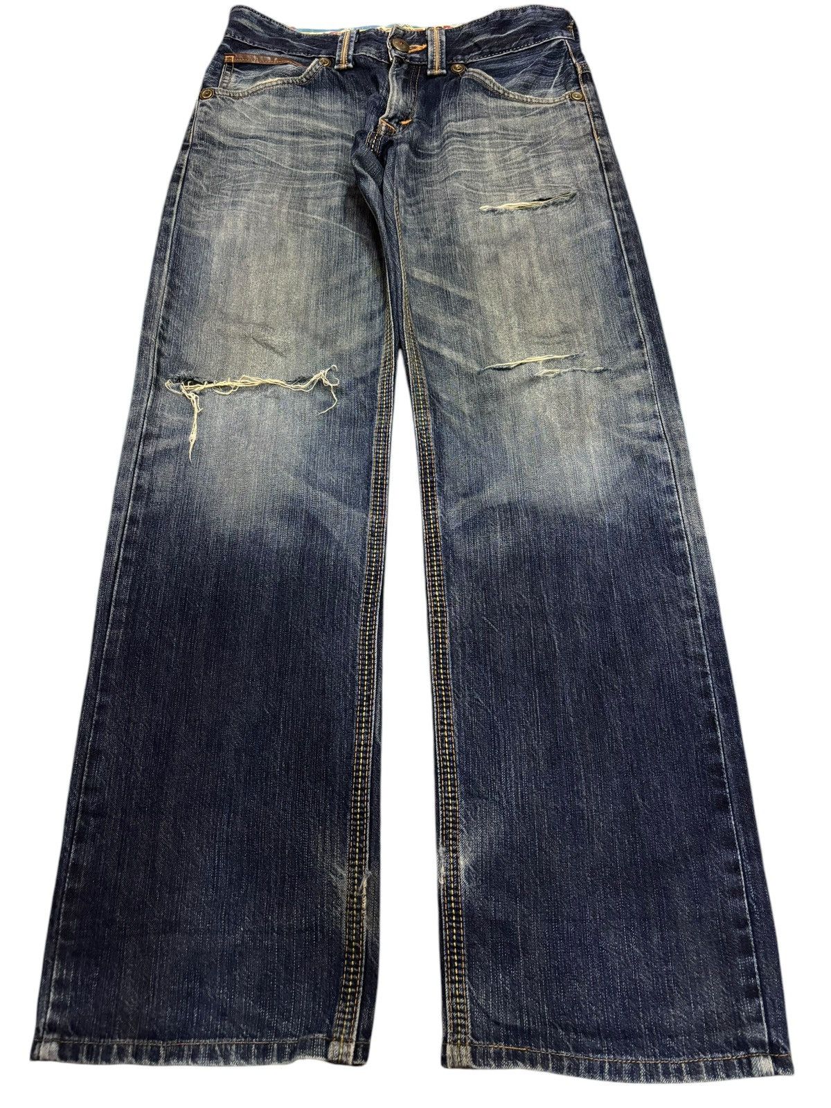 90s Vintage Edwin XVS Distressed Mud Washed Jeans