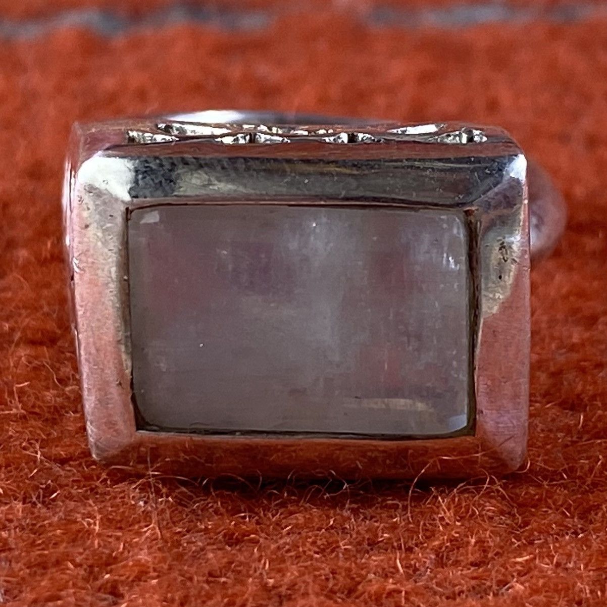 Japanese Brand × Kapital × Vintage Vtg Sterling Silver Moonstone Chunky Square Signet Ring Boho Size ONE SIZE - 4 Thumbnail