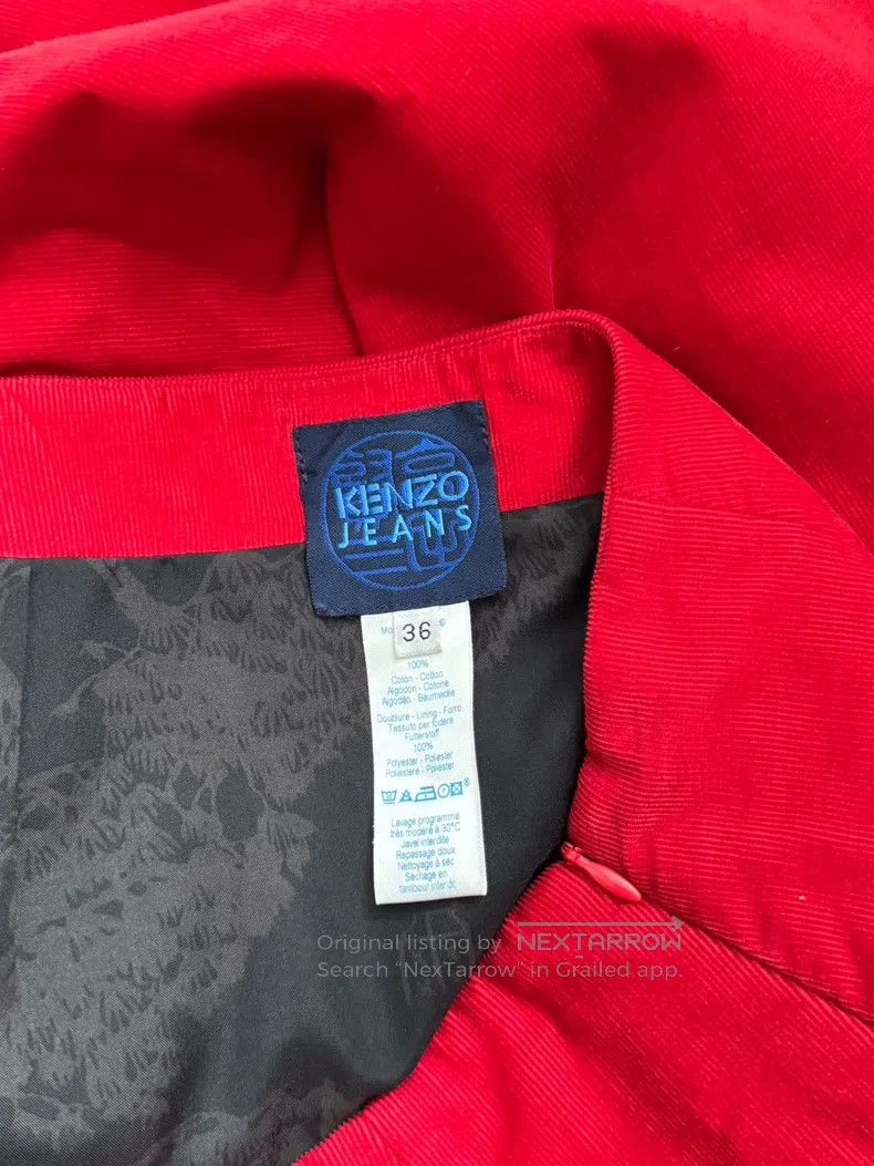 Kenzo Kenzo Red velvet floral embroidered skirt Size 24" / US 00 / IT 34 - 9 Thumbnail