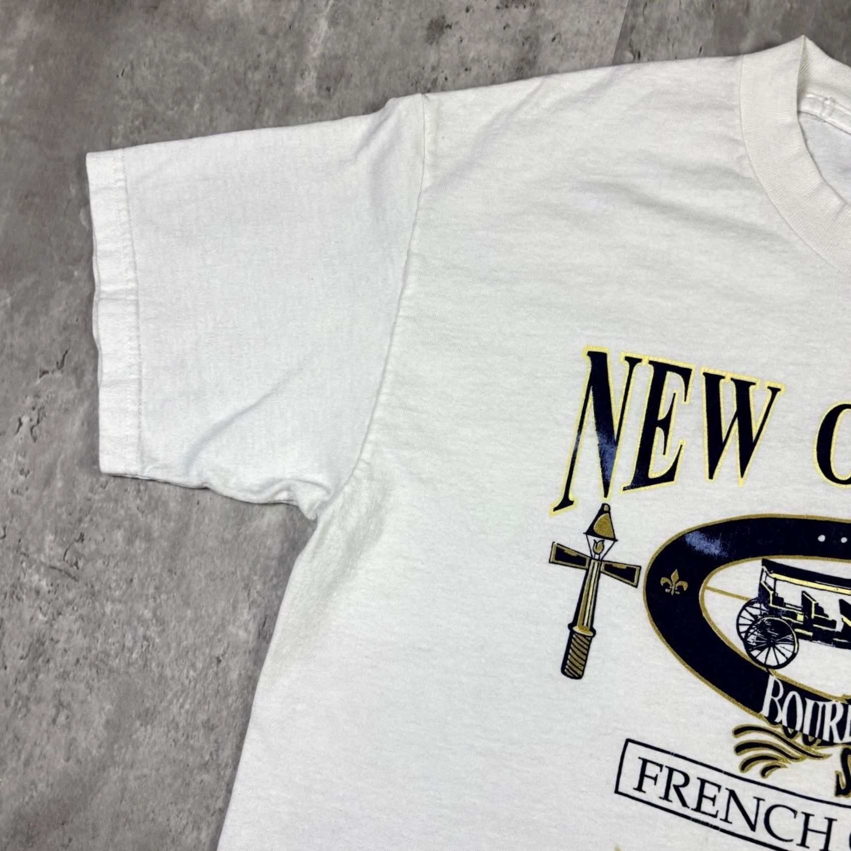Hanes VINTAGE 90s New Orleans French Quarter Art T Shirt Adult Large White Cotton Hanes T-Shirt Crew Neck Graphic Print 90s Vintage Mens Size US L / EU 52-54 / 3 - 7 Thumbnail