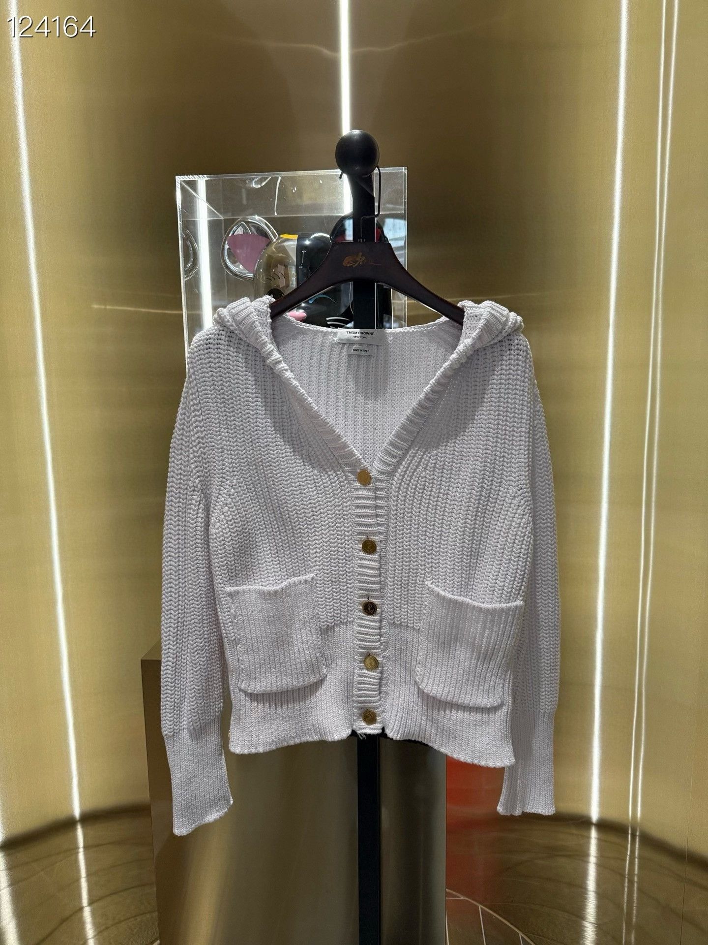 Thom Browne Thom Browne White Knit Hooded Jacket Size US XXS / EU 40 - 1 Thumbnail