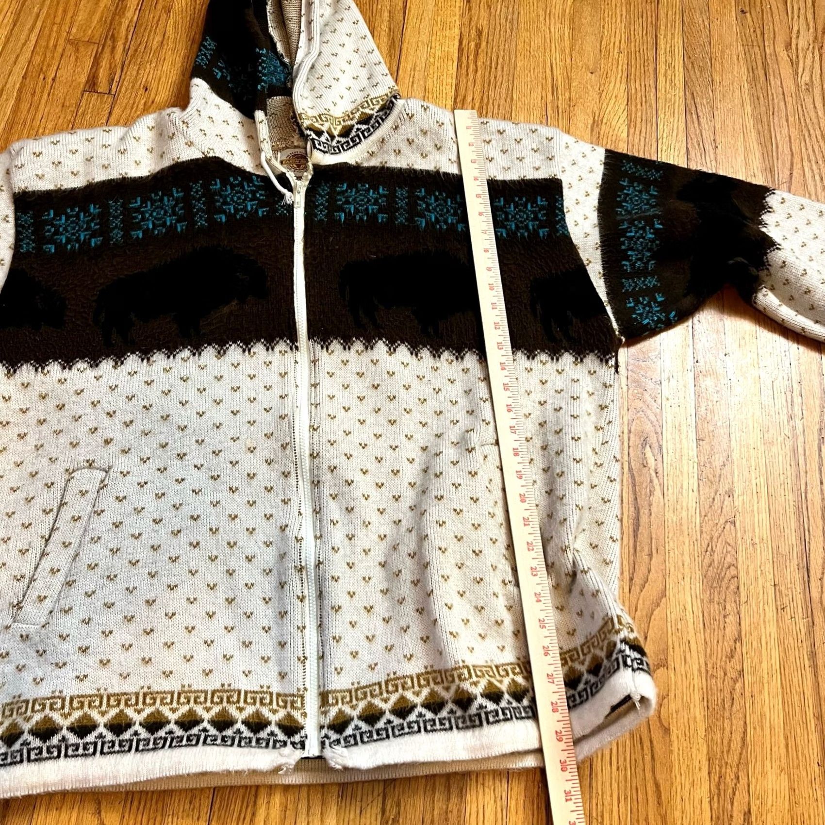 Vintage VINTAGE Earth Ragz Wool Buffalo Zip Up Hoodie Navaho Aztec Coat Overcoat XL Mens Brown Size US XL / EU 56 / 4 - 7 Thumbnail