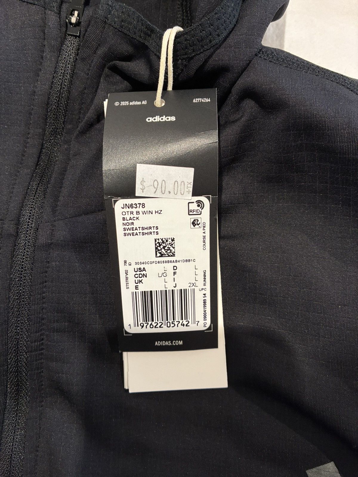 Adidas Addidas Black Running/Exercise Hooded Sweatshirt. Size US L / EU 52-54 / 3 - 4 Thumbnail