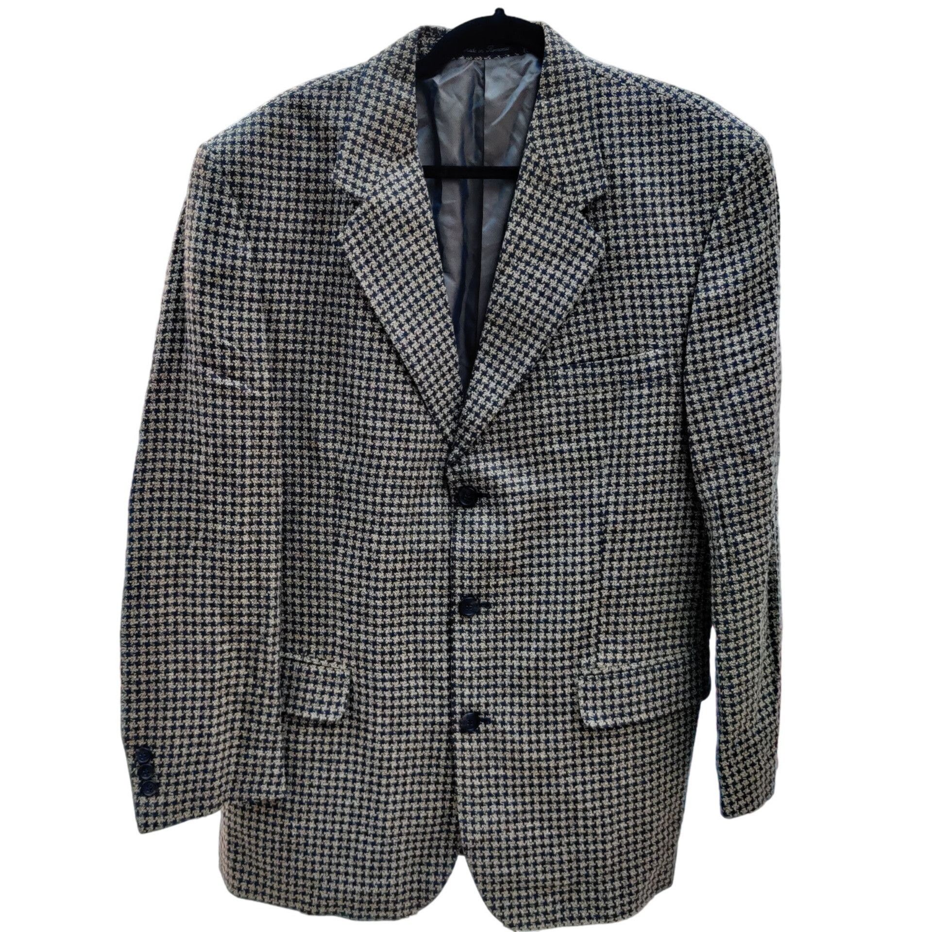 Vintage Riggins Mens Blazer Sport Coat Houndstooth Wool Silk
