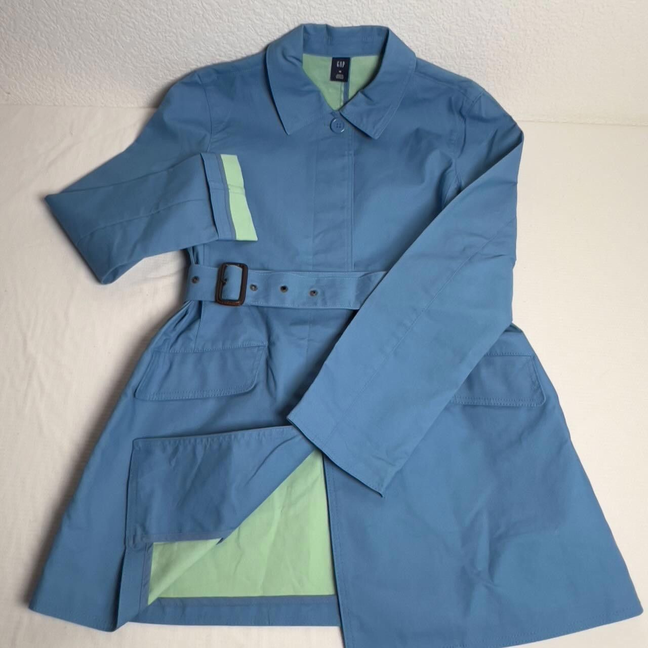 Gap NWOT Vintage 2006 GAP Blue Green Trench Coat w/ Belt M Size M / US 6-8 / IT 42-44 - 2 Thumbnail