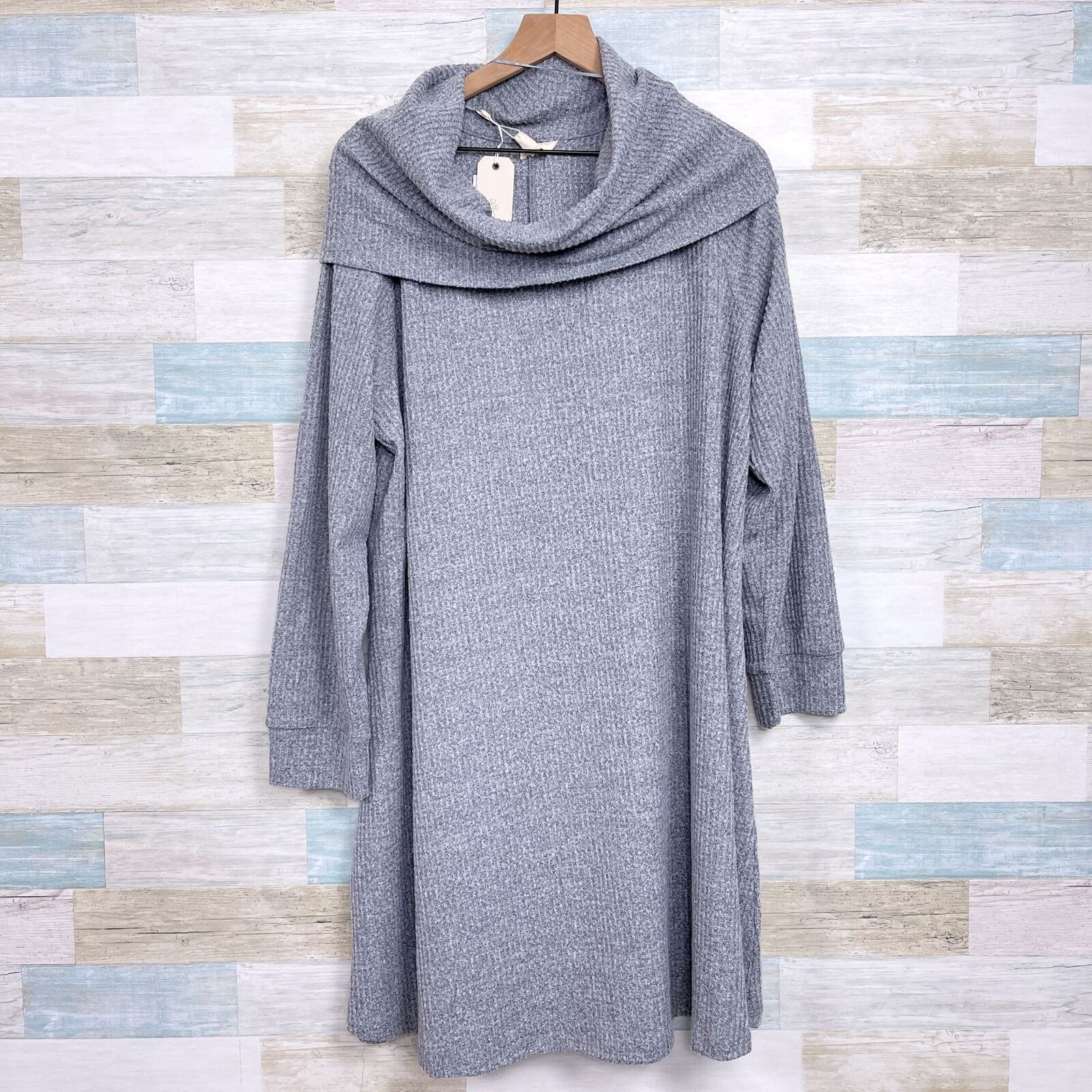 Other GREIGE Soft Ribbed Cowl Neck Dress Gray Lounge Comfort 2X Size XXL / US 16-18 / IT 52-54 - 1 Thumbnail