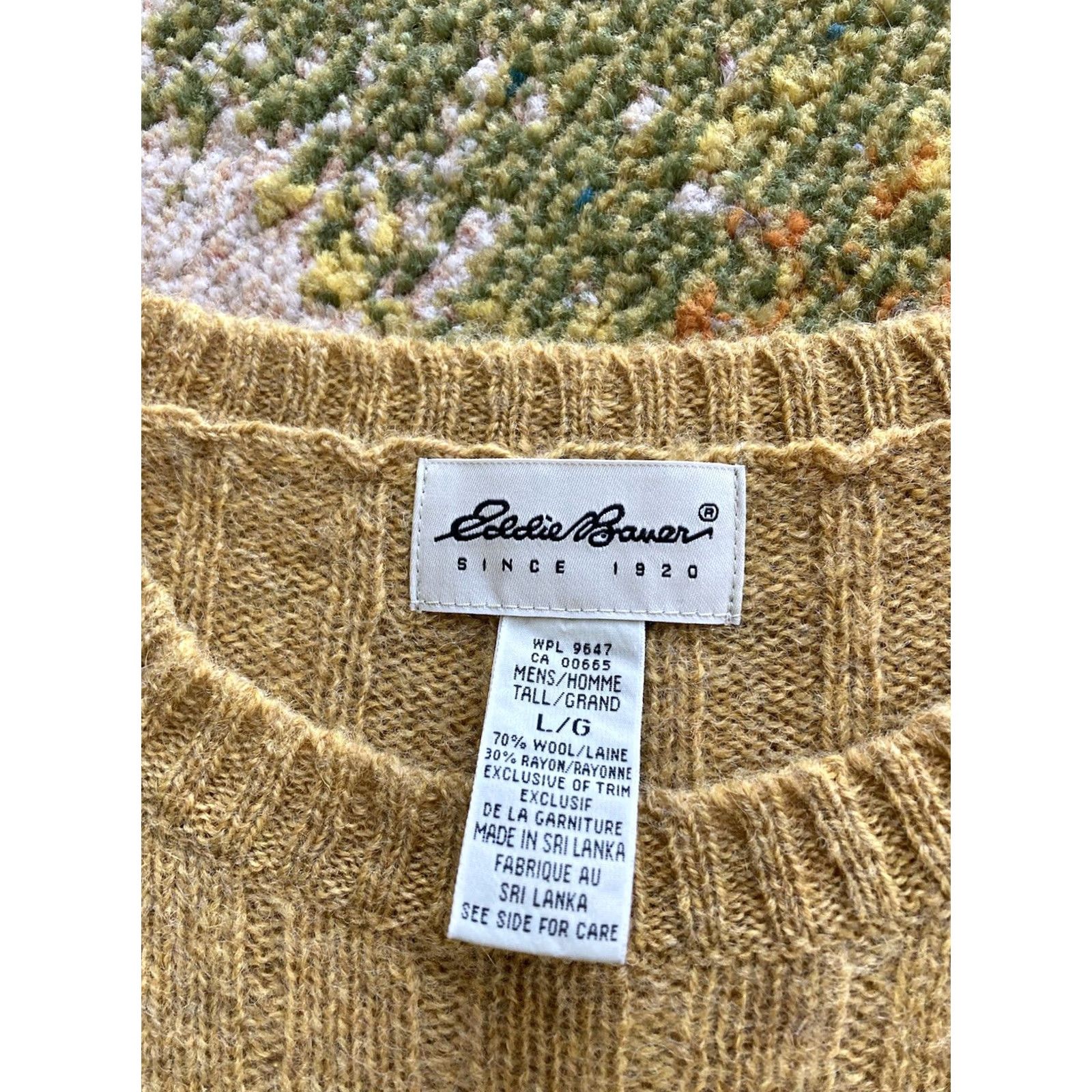 Eddie Bauer Vintage Eddie Bauer Sweater Mens Large Tall Yellow Wool Blend Ribbed Knit Size US L / EU 52-54 / 3 - 4 Thumbnail