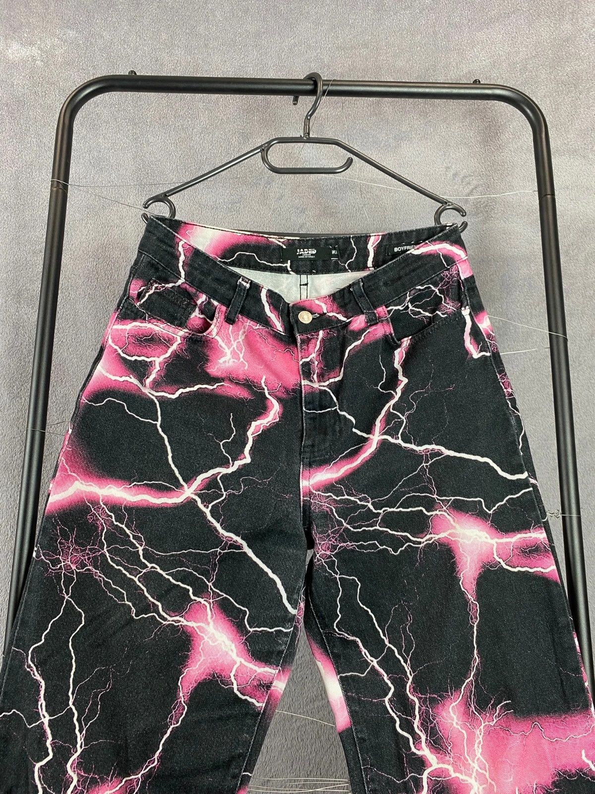 Vintage Jadeed Lightning Jeans Pink Black Straight Leg W30 Size US 30 / EU 46 - 3 Thumbnail