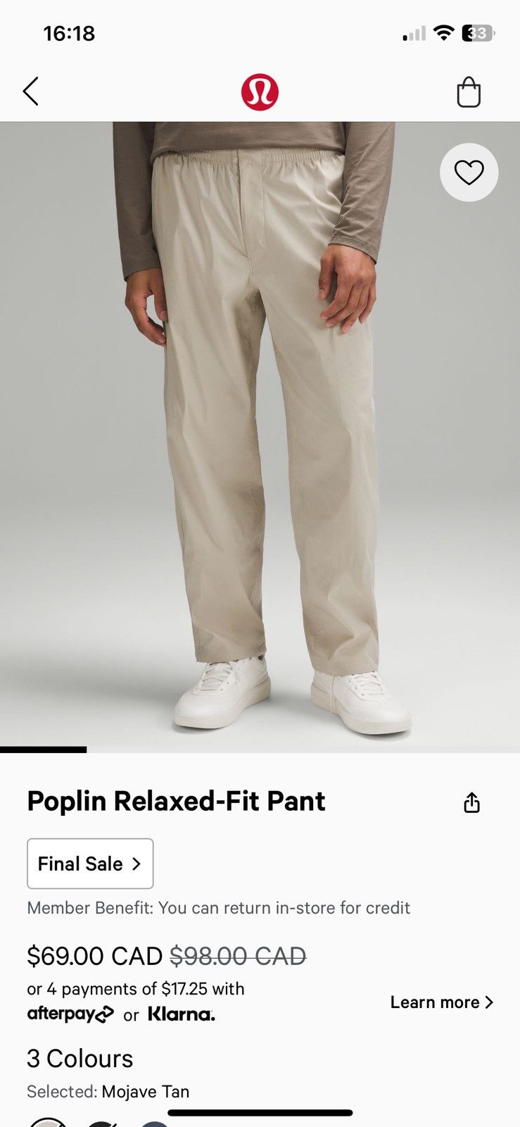 Lululemon Lululemon men’s poplin relaxed fit pants Size US 28 / EU 44 - 8 Thumbnail