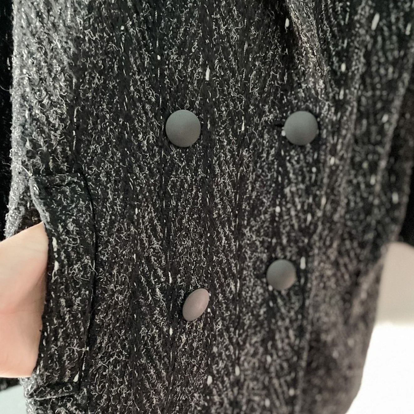 Vintage Vintage 80s marled wool pea coat w/ leather shoulders M Size M / US 6-8 / IT 42-44 - 4 Thumbnail