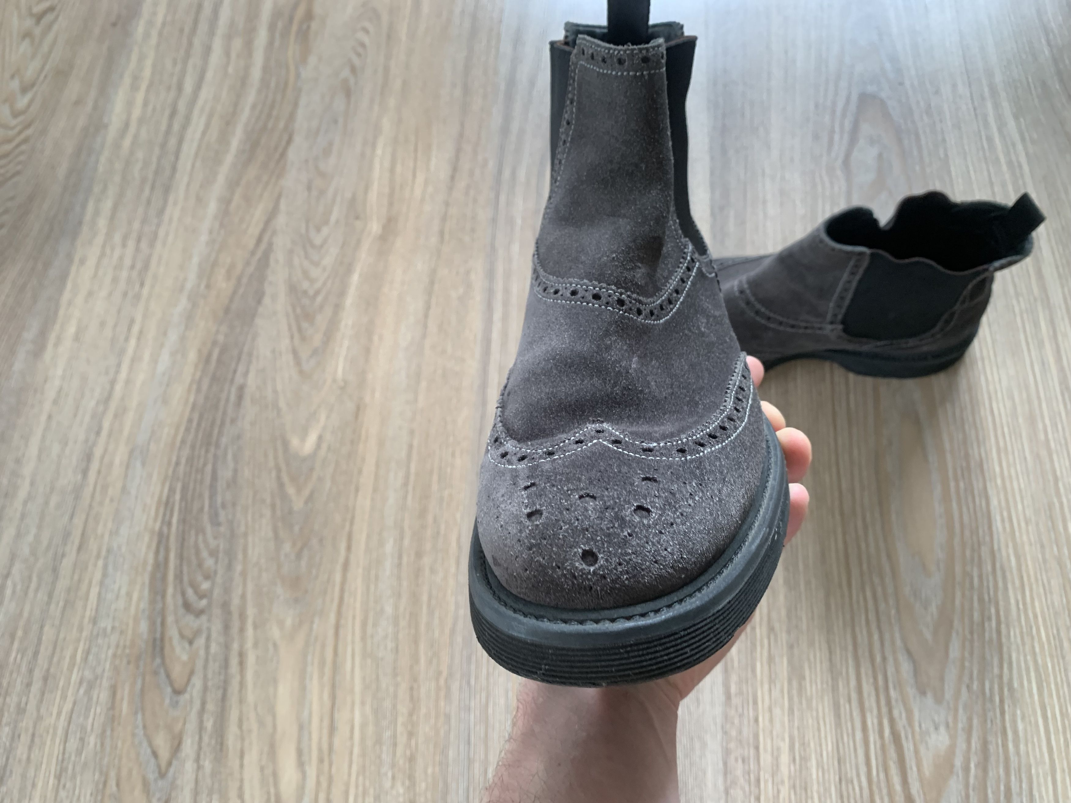 Giorgio Armani Giorgio Armani Grey Leather Suede Boots Chelsea Size US 10.5 / EU 43-44 - 7 Thumbnail