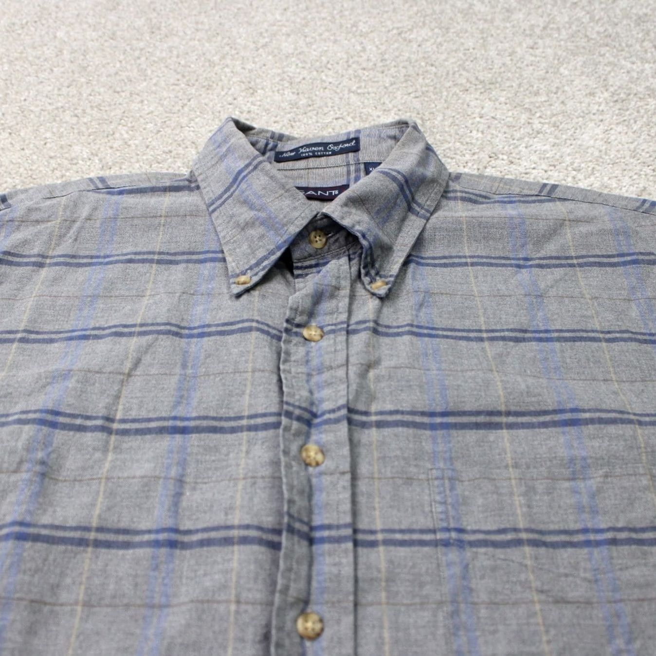 Gant GANT Shirt Mens XLT Gray/Blue New Haven Oxford 100% Cotton Long Sleeve Button Size US XL / EU 56 / 4 - 5 Thumbnail