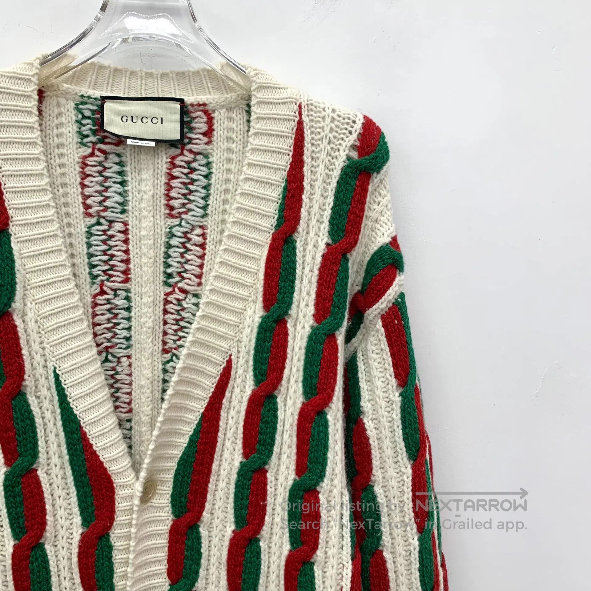 Gucci Guicci Color Blocked Twisted Knit Wool V-neck Single-breas Size S / US 4 / IT 40 - 3 Thumbnail