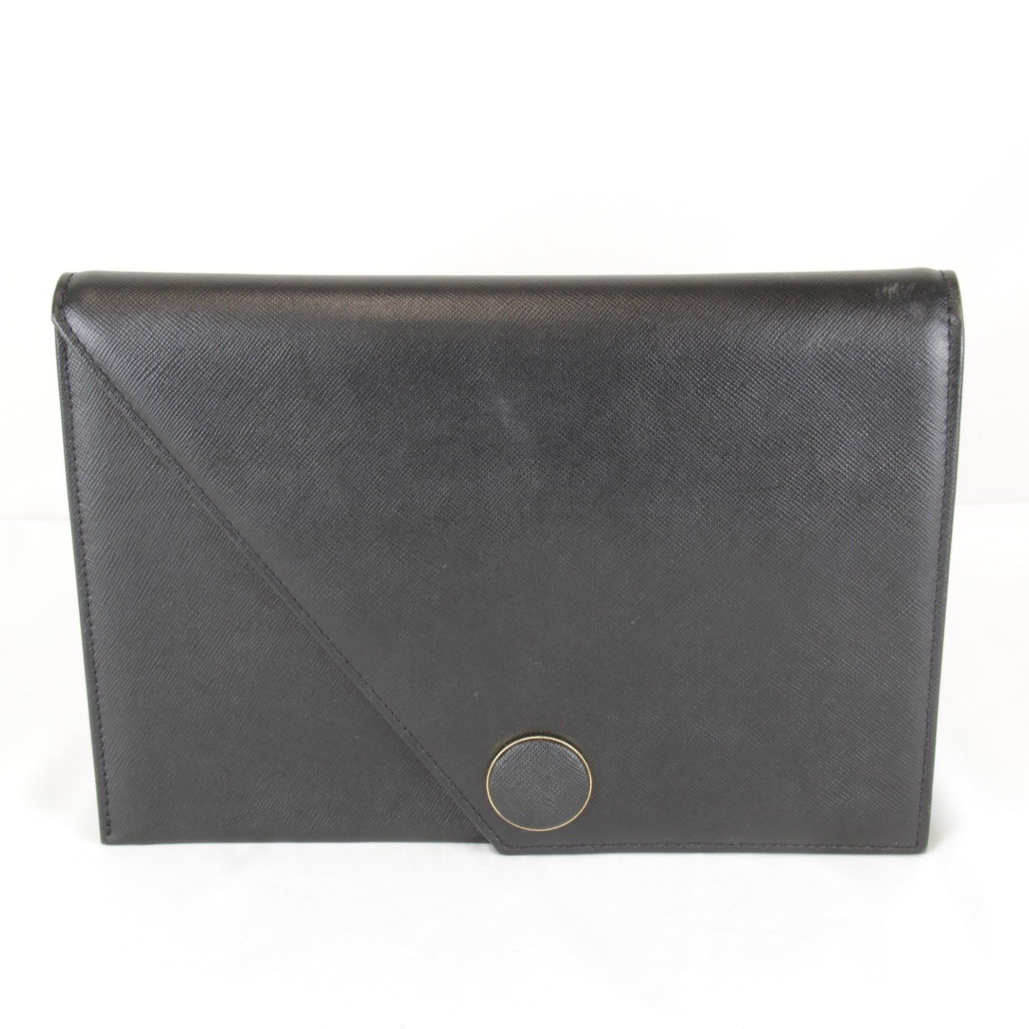 Saint Laurent Paris SAINT LAURENT Black Leather Clutch Bag, 410g, Women's, Saffiano Leather, Second Bag Size ONE SIZE - 1 Thumbnail