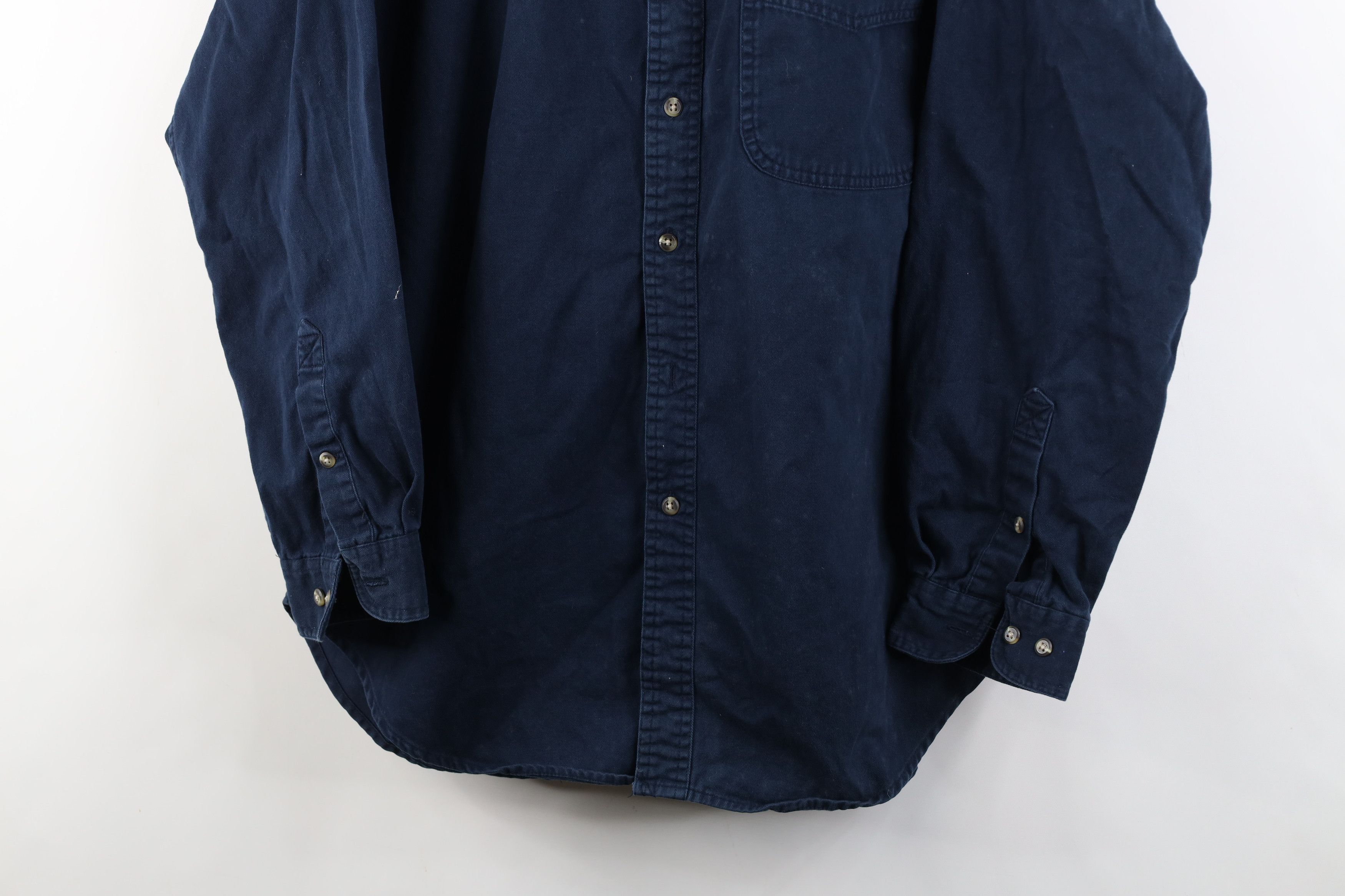 Vintage Vintage 90s Streetwear Band Collar Button Shirt Navy Blue Size US M / EU 48-50 / 2 - 3 Thumbnail