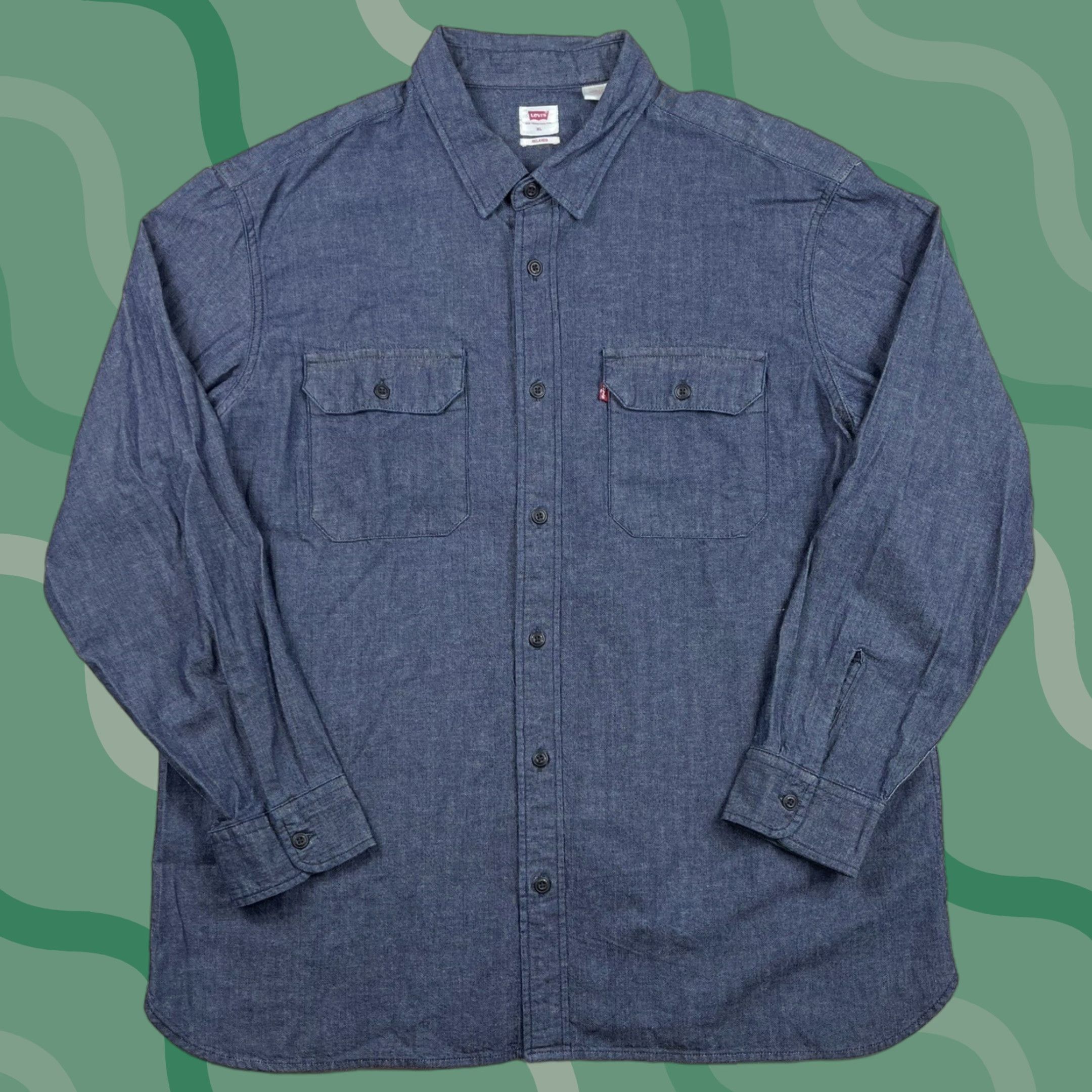 Levi's VINTAGE Levi's Denim Shirt Button-Up Mens XL Dark Blue Wash Western Relaxed Fit Size US XL / EU 56 / 4 - 1 Thumbnail