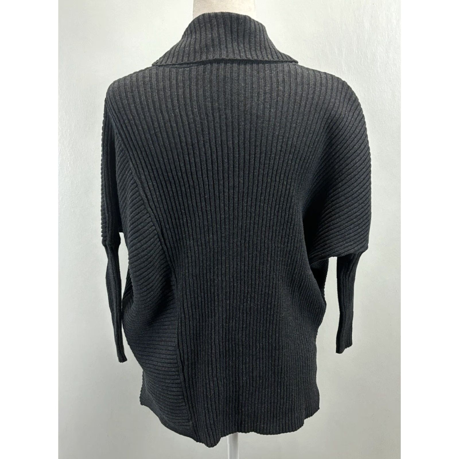 Vintage Cabi Cosmo Women's XXS Cardigan Sweater Galaxy Gray Oversized Ribbed Dolman V-Neck Long Sleeve Knit 100% Cotton Casual Classic Size XXS / US 00 / IT 34 - 4 Thumbnail