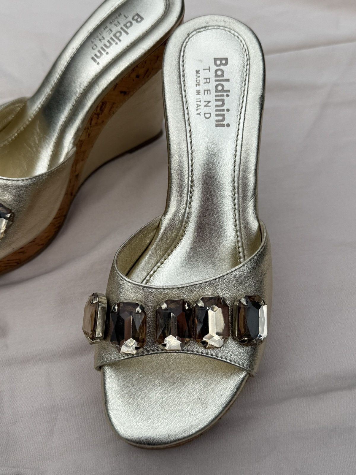 Baldinini Baldinini Trend Beige Leather Gemstone Heel Sandals Size US 7 / IT 37 - 3 Thumbnail
