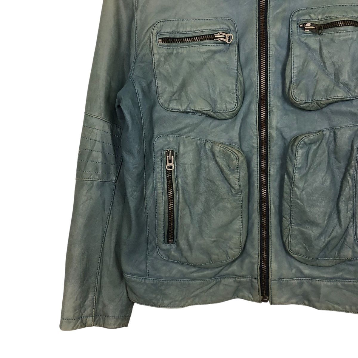 Japanese Brand 🔥VINTAGE CROPPED BIKER LEATHER JACKET G-STAGE ISSEY MIYAKE Size US M / EU 48-50 / 2 - 6 Thumbnail