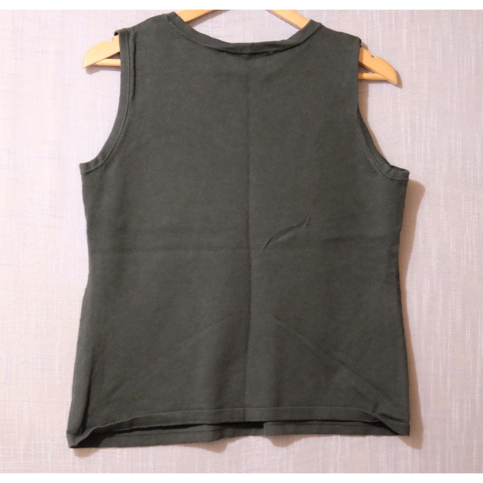 Vintage Christopher & Banks Sweater Tank Dark Green Stretch Womens L Tank Knit Cotton/Nylon Regular Size L Dark Green 90s? Size L / US 10 / IT 46 - 5 Thumbnail