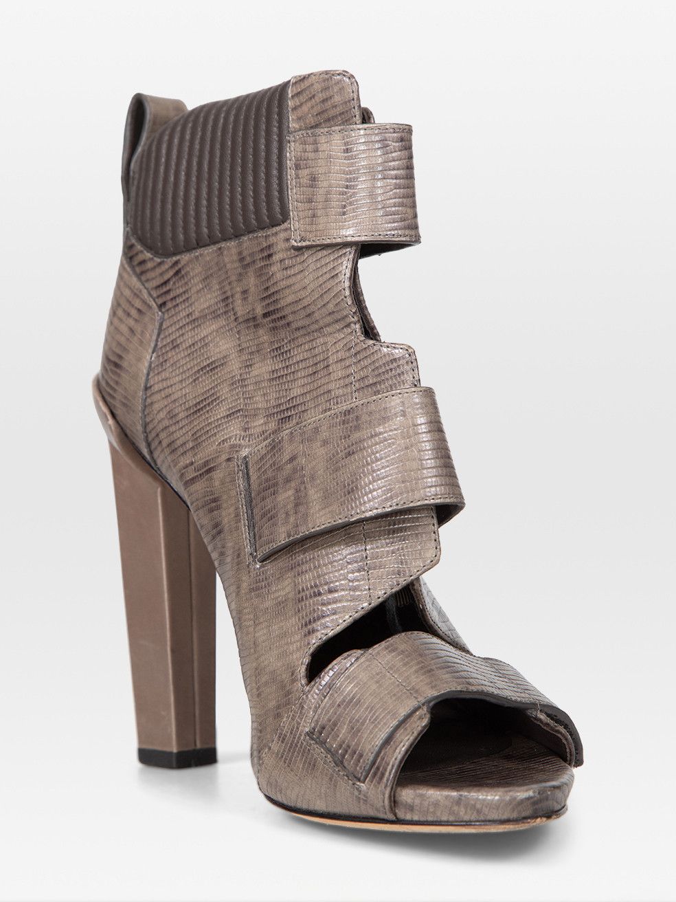 Alexander Wang Grey Lizard Embossed Leather Heel Shoes, Women's (Size 8)