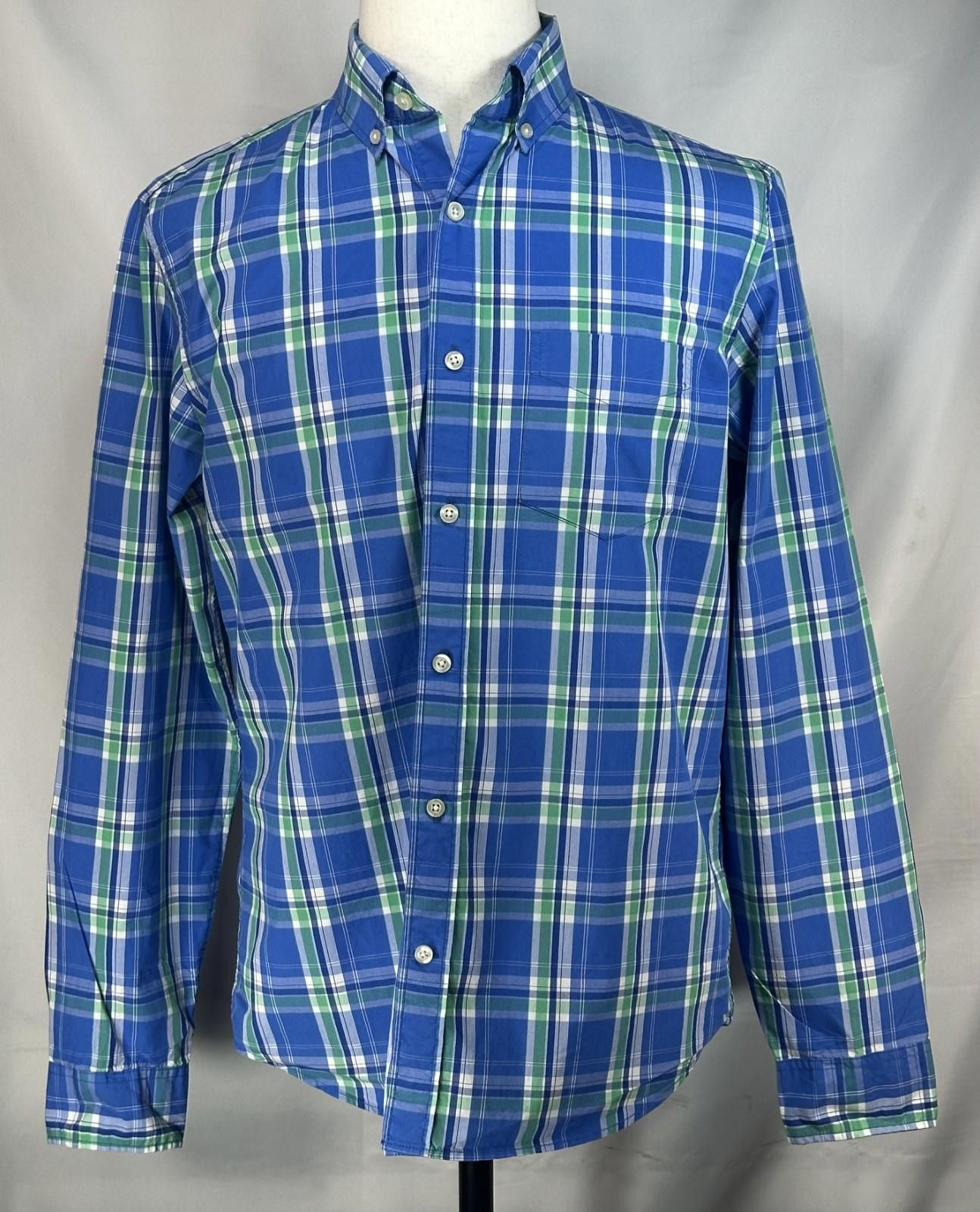 Gap Gap 100% Cotton Oxford Plaid Button Up Blue/Green Mens M Size US M / EU 48-50 / 2 - 1 Thumbnail