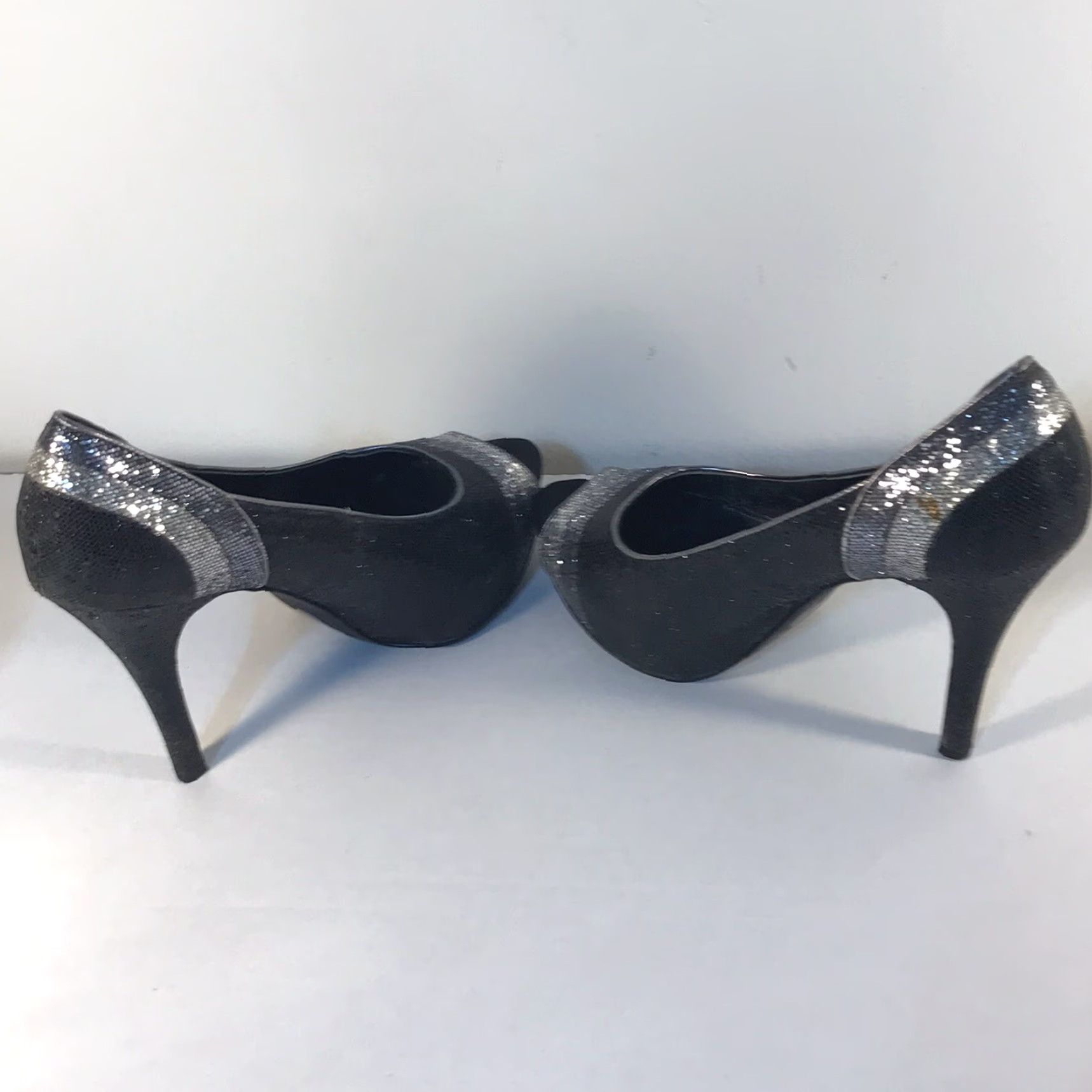 Worthington VINTAGE Worthington Women's Pump Shoes Size 9M Peep Toe Glitter Sequin Stiletto Heel Party Cocktail Dress Sandal Size US 9 / IT 39 - 5 Thumbnail