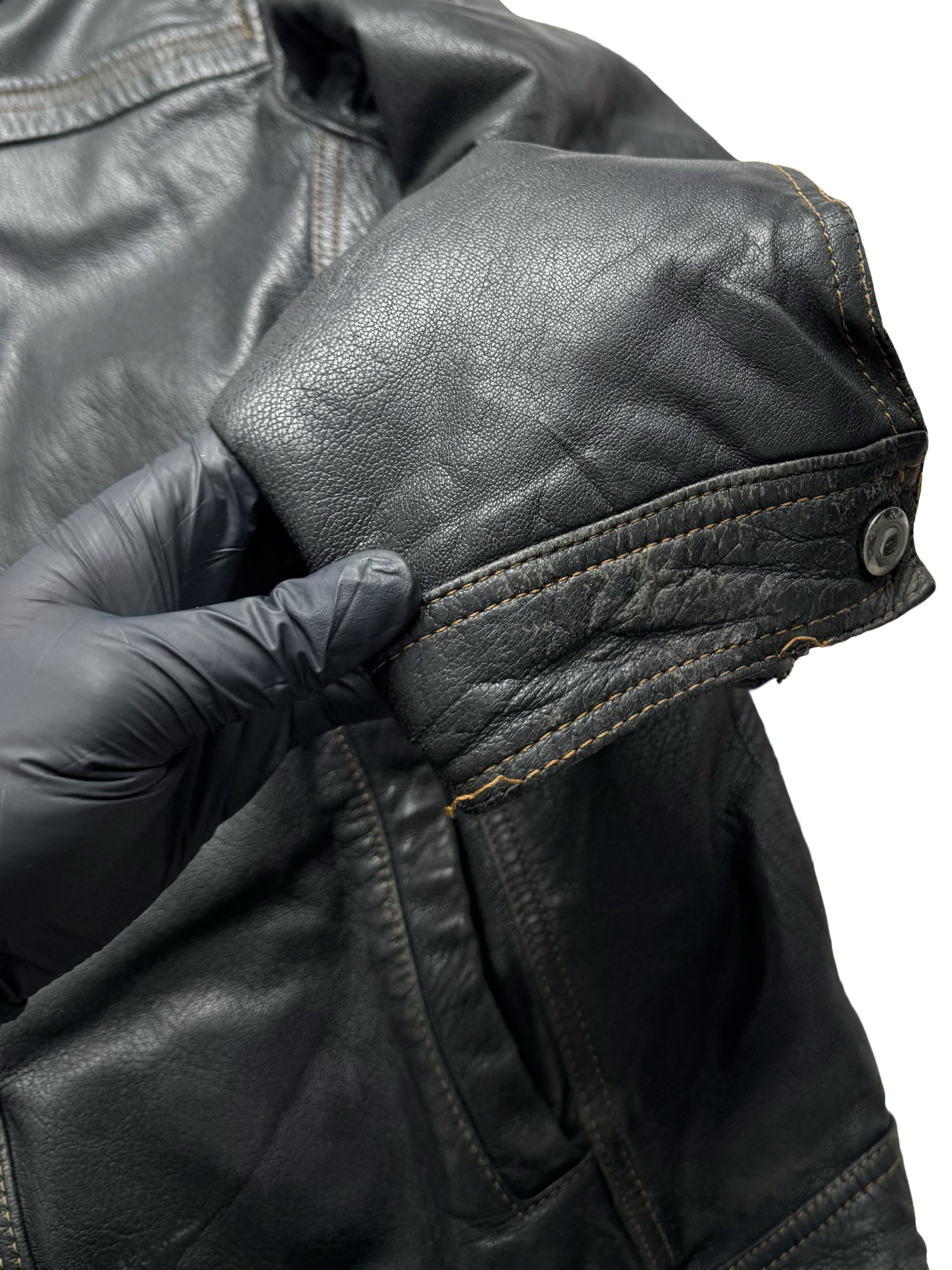 Genuine Leather Leather Jacket From The 90's (V131) Size US XL / EU 56 / 4 - 4 Thumbnail