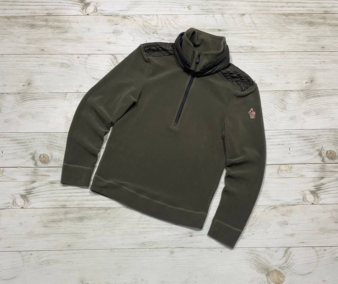 image of Avant Garde Vintage Moncler Maglia A Lupetto Con Fleece Cardigan Usa in Green, Men's (Size Small)