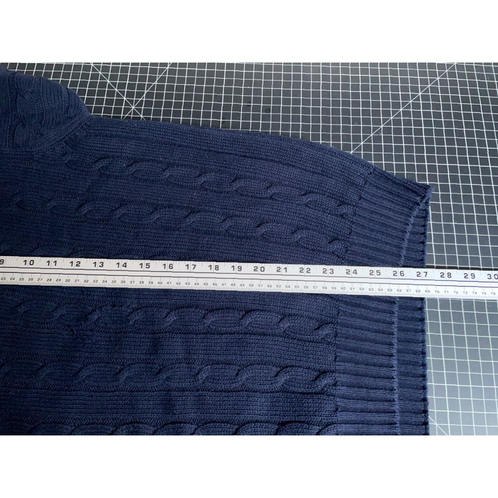 United Colors Of Benetton United Colors of Benetton Sweater Men 2XL Dark Blue Cotton Cable Knit V-Neck Pullover Casual Size US XXL / EU 58 / 5 - 7 Thumbnail