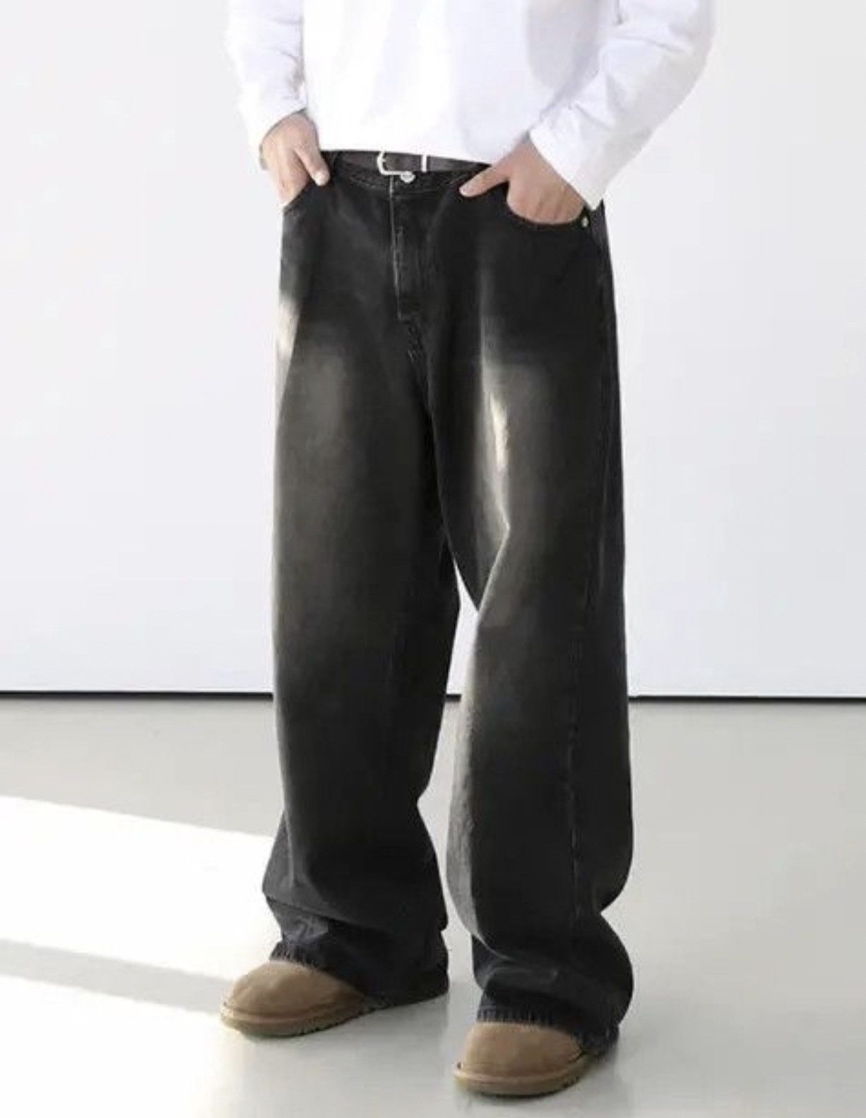 Japanese Brand Kitajima x zai Black Baggy Washed Denim Jeans Size US 29 - 9 Thumbnail