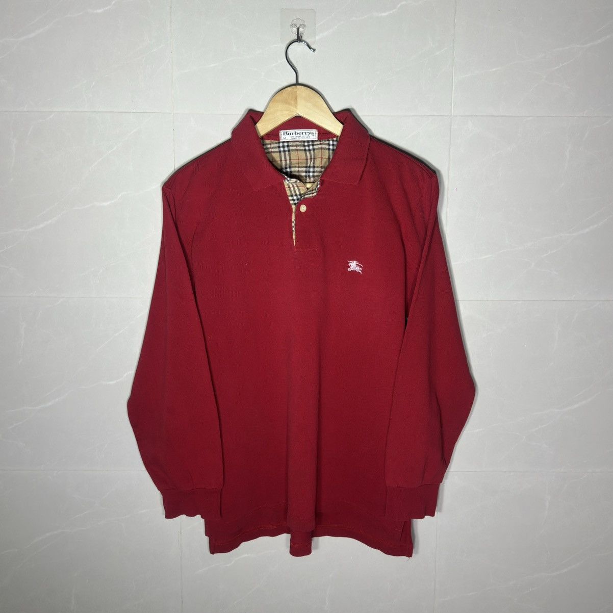 Burberry Vintage 90s Burberrys England Long Sleeve Nova Check Polo M Size US M / EU 48-50 / 2 - 1 Thumbnail