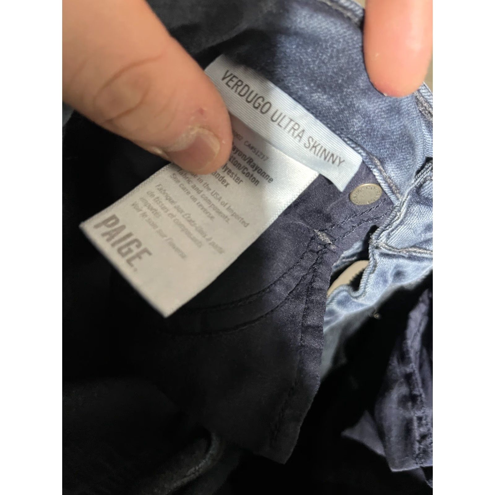 Paige VINTAGE Paige Verdugo Super Skinny Jeans Women’s 24 Blue Raw Distressed Pockets Stretch Size 24 Womens Size 42" / US 20 - 6 Thumbnail