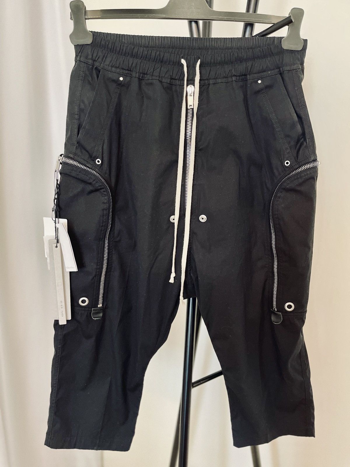 image of Rick Owens Bauhaus Cropped Drawstring Waist Trousers Ss23 in Black, Men's (Size 30)