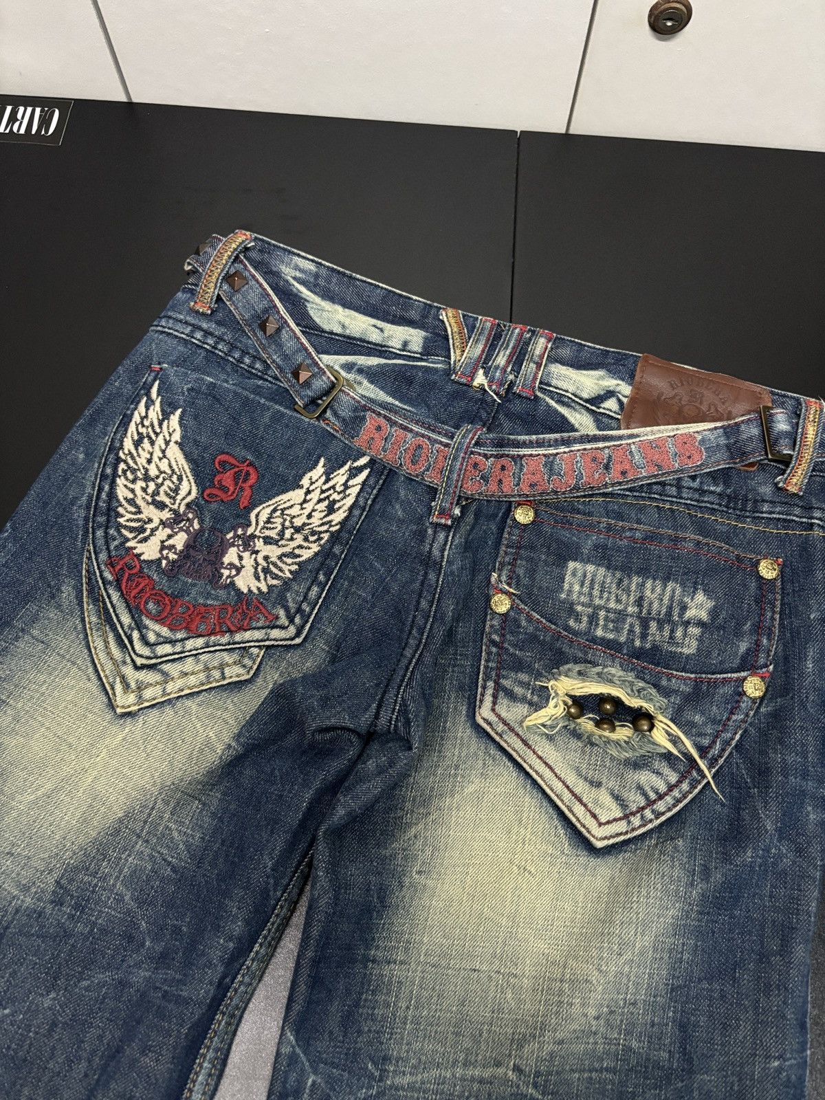 Japanese Brand Riobera Jeans Wide Flare Denim Jeans Size 31" - 3 Thumbnail